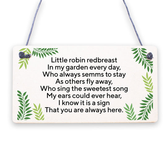 Christmas Sign Memorial Robin Poem Mum Nan Dad Grandad Tree Decoration Sign Gift