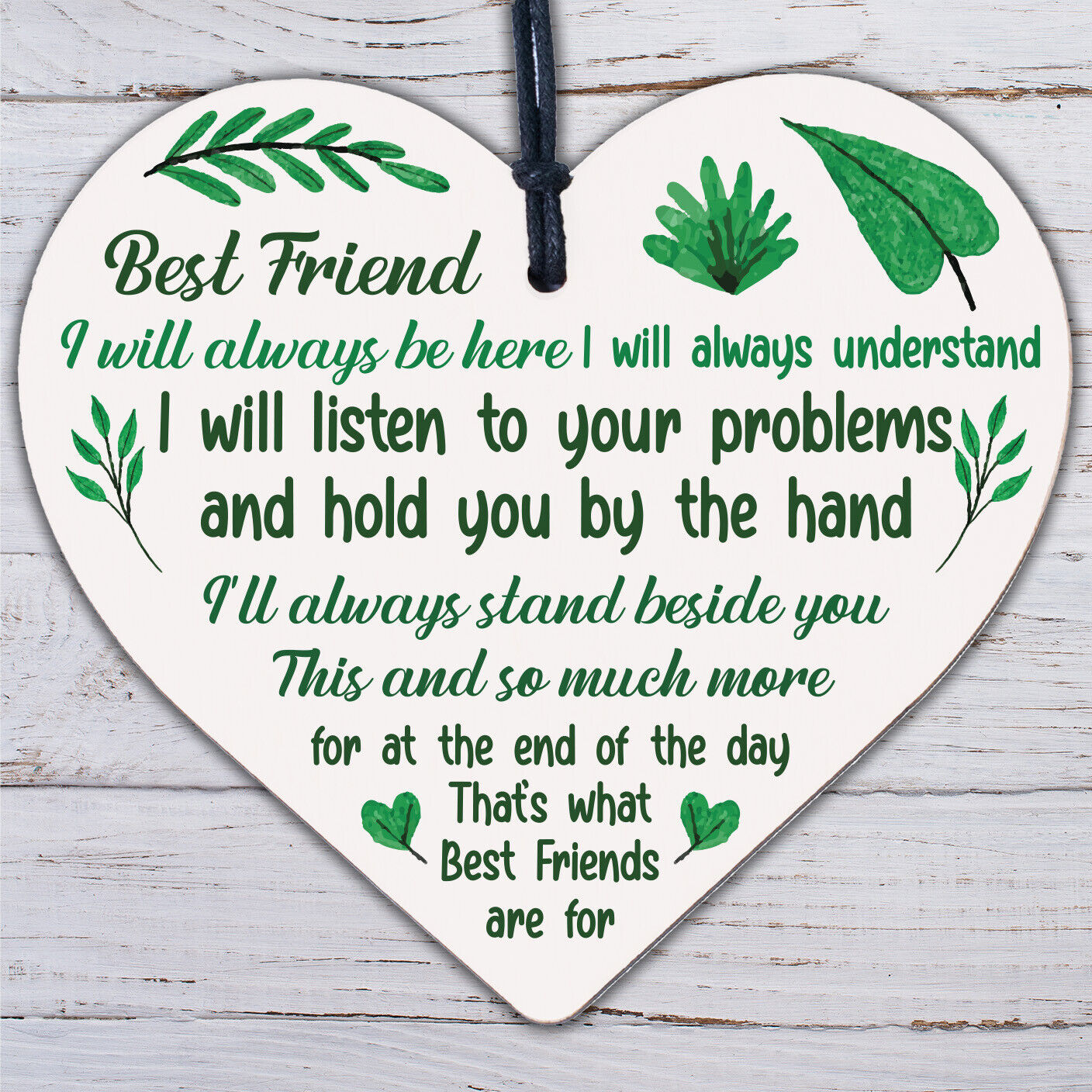 Best Friend Gift Friendship Plaque Wooden Heart Birthday Thank you Keepsake Poem