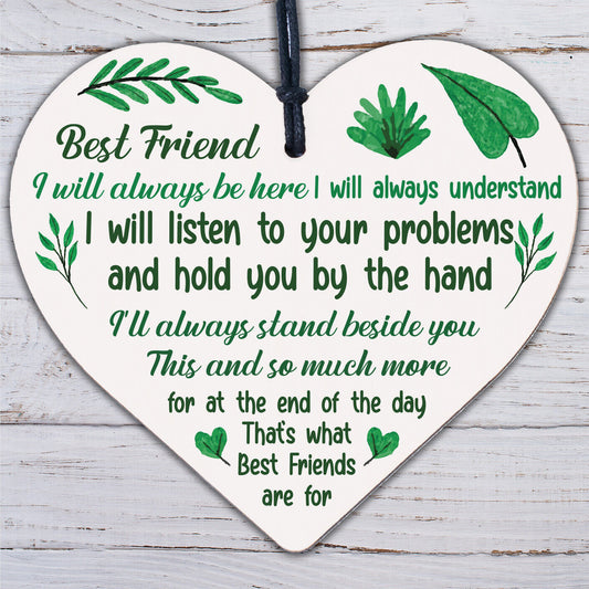 Best Friend Gift Friendship Plaque Wooden Heart Birthday Thank you Keepsake Poem