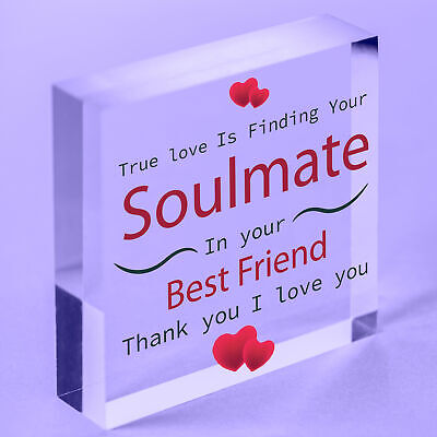 SOULMATE Gift Wooden Heart Best Friend Plaques Anniversary Valentines Day Gifts