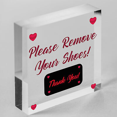 Please Remove Your Shoes! Thank You! Porch Hanging Door Sign Wooden Plaque Gift