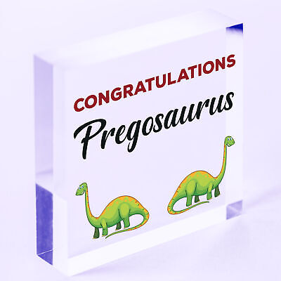 Contragulations Pregosaurus Novelty Hanging Plaque Baby Shower Pregnancy Sign