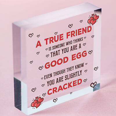 True Friend Sign Funny Best Friend Plaque Gift Engraved Heart Thank You Gift