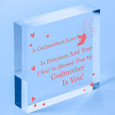 Blessed With Godmothers Love Wooden Hanging Heart Plaque Sign Mothers Day Gift