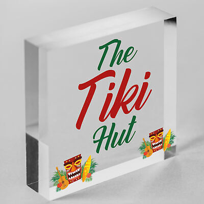 Tiki Hut Hanging Home Bar Pub Kitchen Plaque Alcohol Cocktails Sign Friend Gift