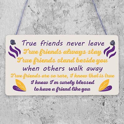 True Friend Friendship Quote Best Friend Hanging Plaque Birthday Keepsake Gift