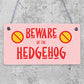 Beware Of The Hedgehog Novelty Wooden Hanging Shabby Chic Plaque Animal Sign