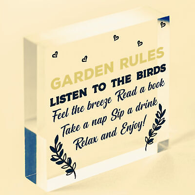 Garden Rules Sign Engraved Wood Garden Signs And Plaques Shed Sign Novelty