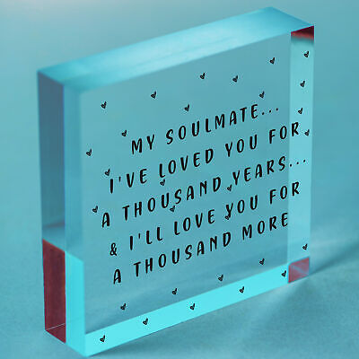 My Soulmate Loved You A Thousand Years Wooden Hanging Heart Valentines Day Gift