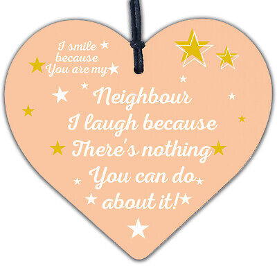 Best Neighbour Funny Gifts Wood Heart Birthday Christmas Gift For Best Neighbour