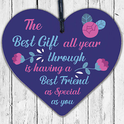 Best Friend Sister Friendship Plaque Thank You Gift Wooden Heart Keepsake Gifts