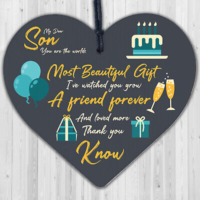 Son Birthday Cards For Men Wood Heart Son Christmas Gift From Mum Dad Thank You