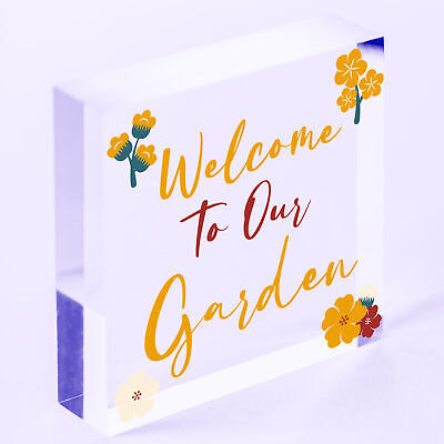 Welcome To Our Garden Sign Floral Design Home Decor Mum Nan Family Gift