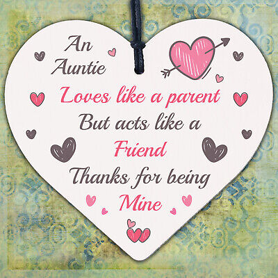 Auntie Gifts Friendship Sister Birthday Christmas Gifts Wooden Heart Sign Plaque