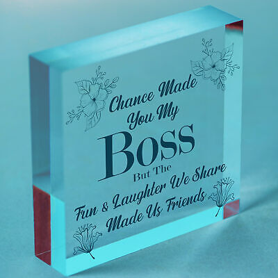 Boss Fun & Laughter Friends Manager Work Colleague Leaving Gift Wood Heart Sign