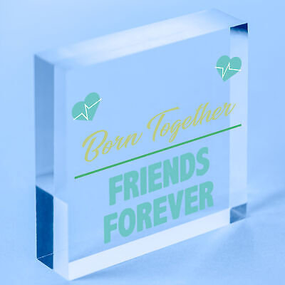 Born Together Friends Forever Twin Keepsake Gift Hanging Plaque Family Sign Baby