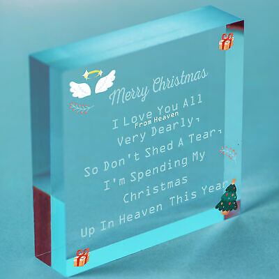 Christmas From Heaven Xmas Tree Decoration Memorial Quote Heart Plaque Love Poem