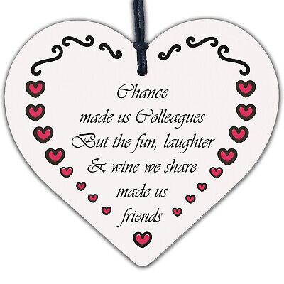 Colleagues Fun, Laughter & Wine Novelty Wooden Heart Leaving Gift Plaque