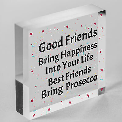 Best Friends Bring Prosecco Wooden Hanging Heart Plaque Novelty Alcohol Sign New