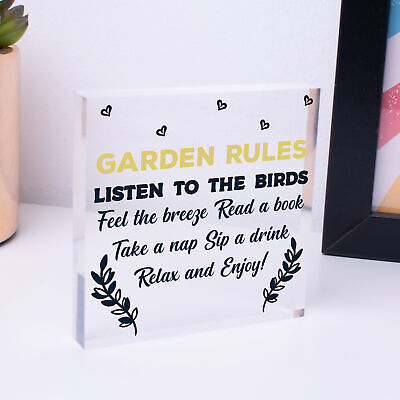 Garden Rules Sign Engraved Wood Garden Signs And Plaques Shed Sign Novelty