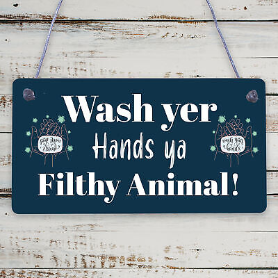 Bathroom Toilet Sign Decor Funny Wash Your Hands Humouros Wall Plaque Home Gift