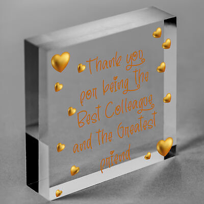 Thank You Wood Heart Plaque Friendship Gift For Colleague Friend New Job Present