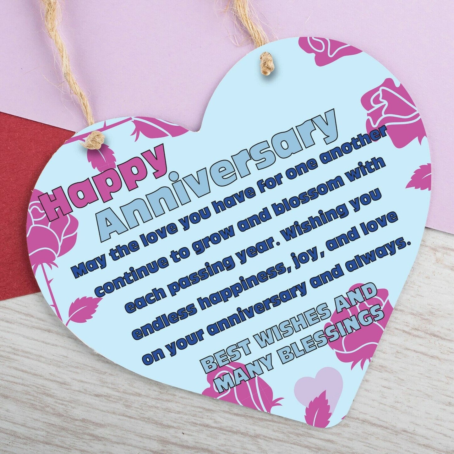 Wedding Anniversary Gift Heart Hanging Sign Happy Anniversary Gift Plaque