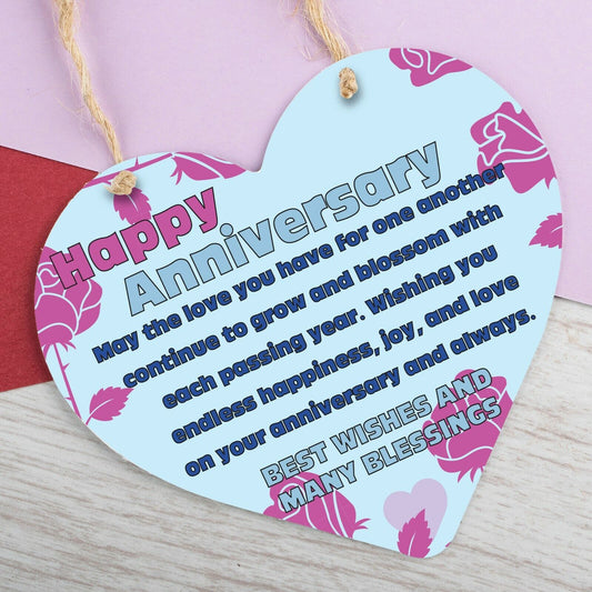 Wedding Anniversary Gift Heart Hanging Sign Happy Anniversary Gift Plaque