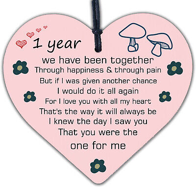 Anniversary 1st Wedding Anniversary Engagement Wooden Heart Plaque Gift Keepsake