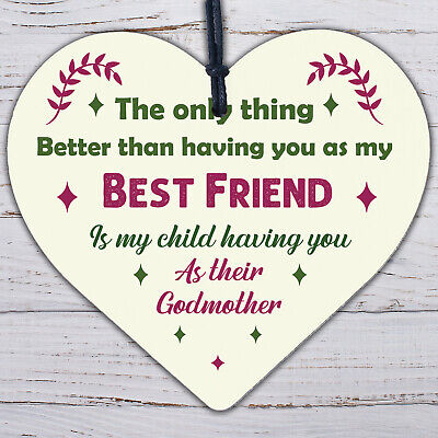 Best Friend Godmother Gifts Wooden Heart Plaque Thank You Friendship Keepsake