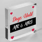 Wedding Countdown Days Until Mr & Mrs Wooden Plaque Chalkboard Engagement Gift