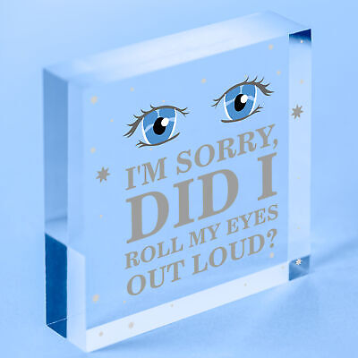 Sorry Did I Roll My Eyes Out Loud? Funny Sarcasm Hanging Plaque Friend Gift Sign