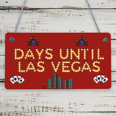 Chalkboard Holiday Countdown To LAS VEGAS America USA Hanging Plaque Friend Gift