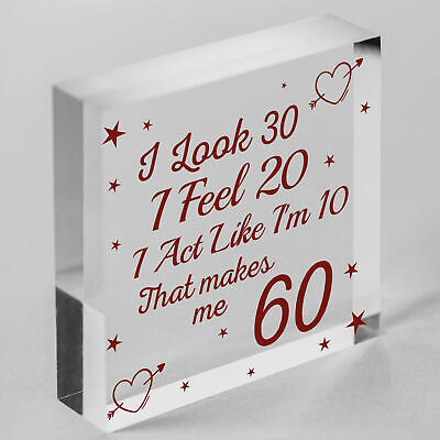 60th Birthday Novelty Funny Gift For Mum Dad Nan Grandad Wood Heart Plaque Card