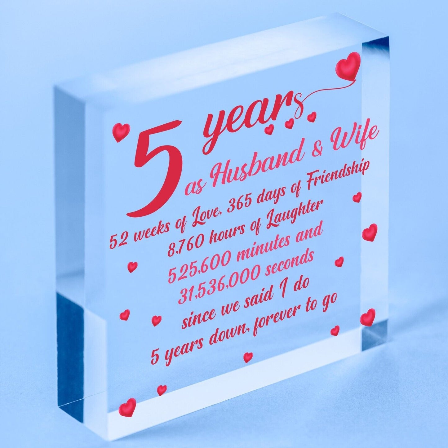 5th Wood Anniversary Block Five Year Anniversary Gift For Her Gift For Men