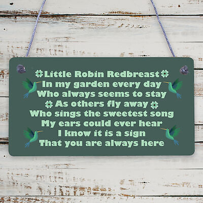 Robin Redbreast Memorial Bereavement Plaque Garden Grave Sign Xmas Family Gift