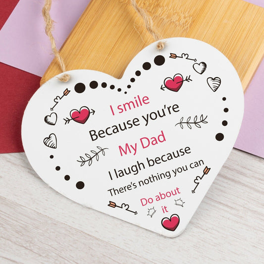 Funny Cheeky Fathers Day Gift Wooden Heart Dad Gift From Daughter Son