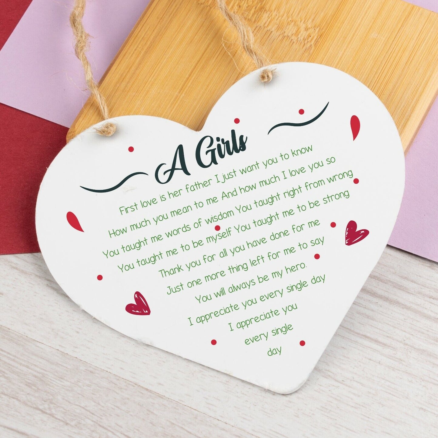 Daddy Gifts From Daughter Wooden Heart Fathers Day Gift From Son Dad Birthday