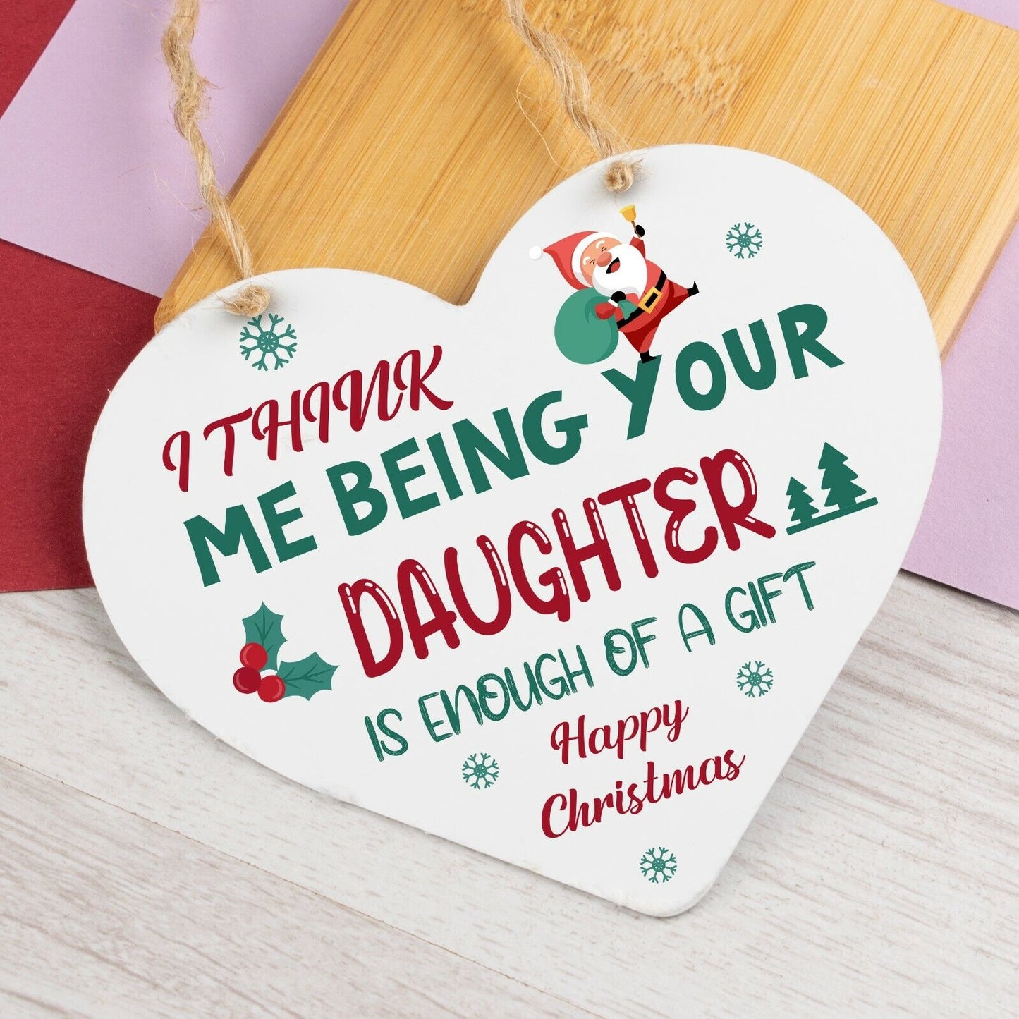 Christmas Gift For Dad Hanging Wood Heart Bauble Gift For Him From Daughter Son