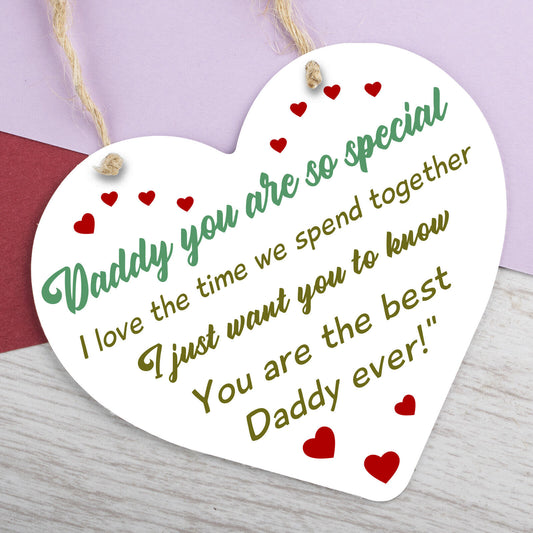 Dad Gift For Birthday Fathers Day Engraved Wood Heart Gift From Son Daughter