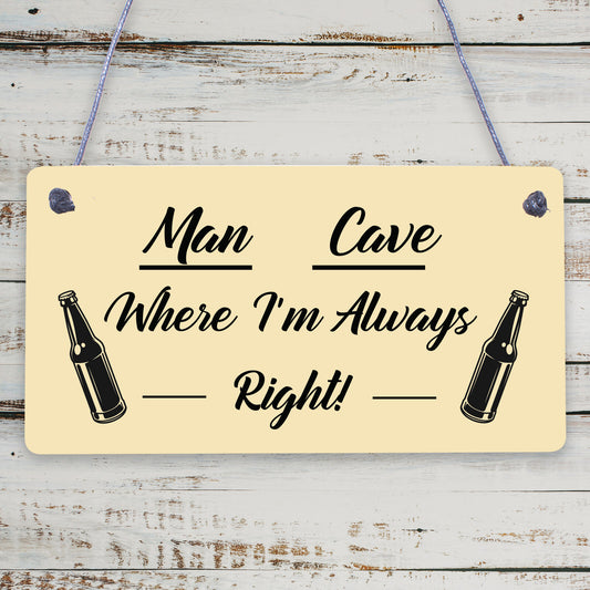 Man Cave Novelty Wooden Hanging Plaque Funny Boyfriend Husband Son Sign Gift