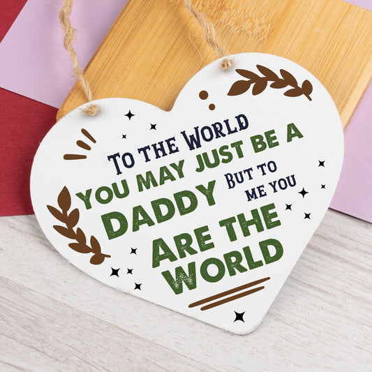 I Love You Daddy Wooden Hanging Heart Fathers Day Gift Dads Love Hearts Present