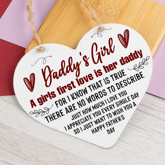 Dad Daddy Gift From Son Daughter Wooden Heart Sign Gift For Birthday Fathers Day