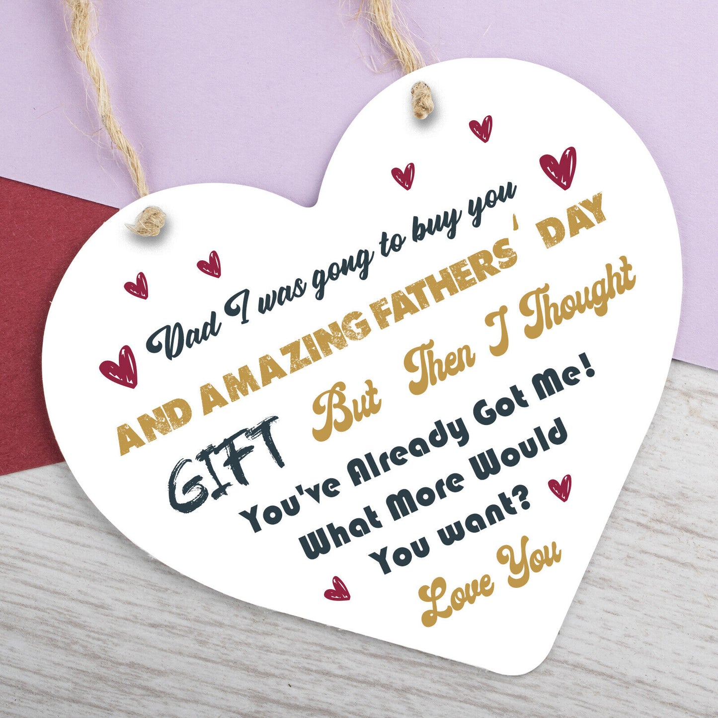 Fathers Day Gifts For Dad Father Wood Heart Dad Birthday Gift Thank You Gift