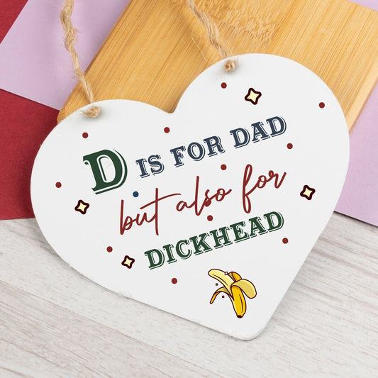 FUNNY Christmas Gift For Dad Wood Heart Rude Gift For Dad From Son Keepsake