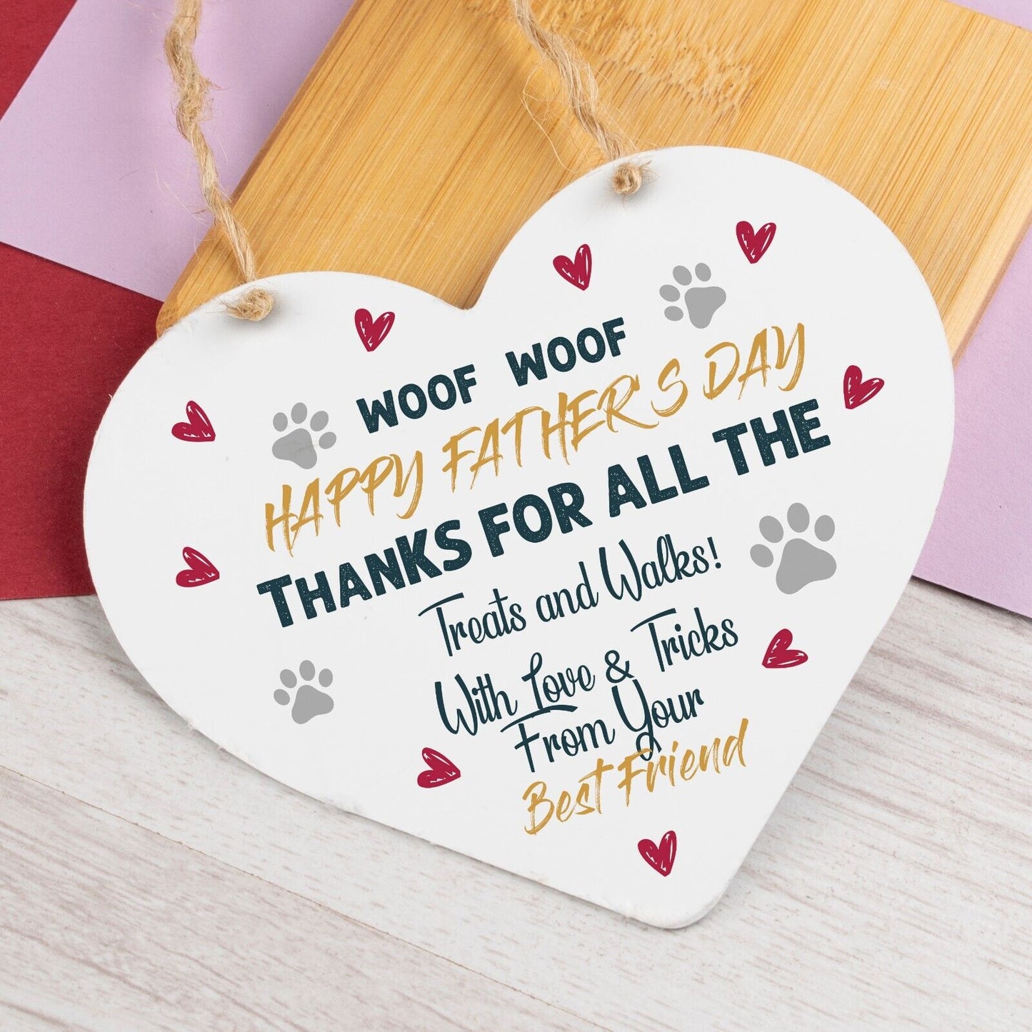 Fathers Day Birthday Gift For Dad Daddy Wooden Heart Sign Gift From Daughter