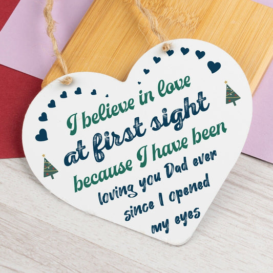 Funny Christmas Gift For Dad Wooden Heart Novelty DAD Gift From Son Daughter