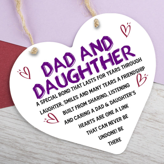 Daddy Dad Wooden Heart Sign Fathers Day Gift For Him Daughter Son Thank You