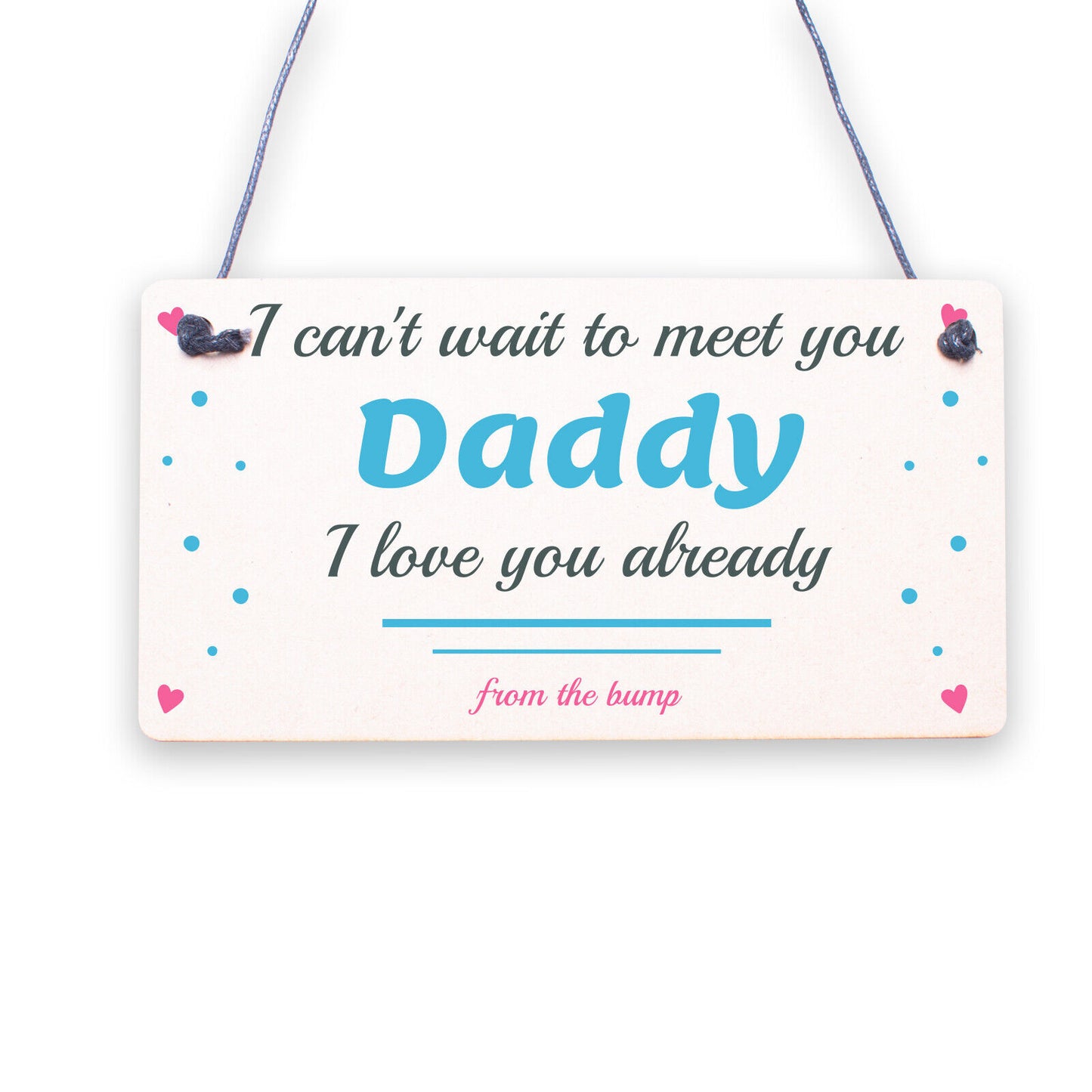 Daddy To Be Can't Wait Wooden Heart Dad Father Funny Card Love You Baby Gifts