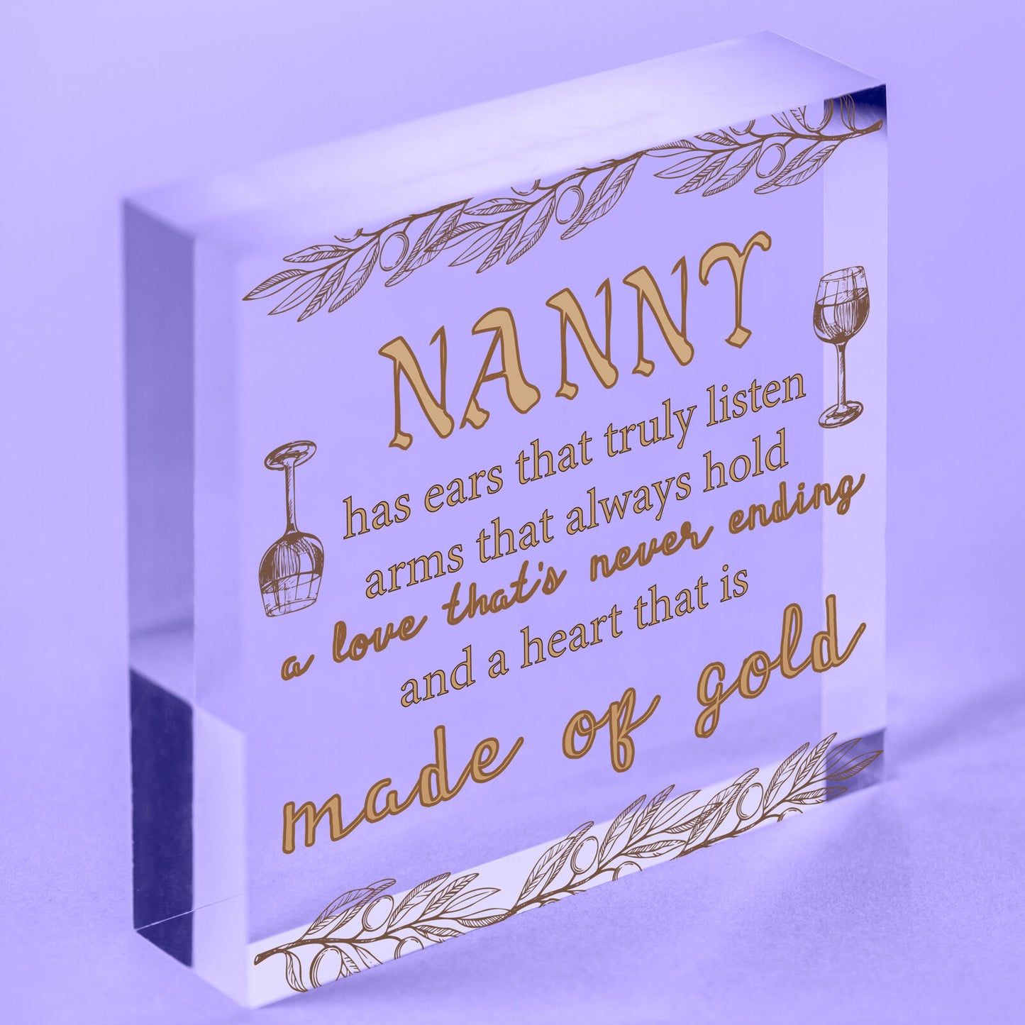 Glam-ma Grandma Wooden Heart Love Sign NANNY NAN GRANNY GRAN Keepsake Gift